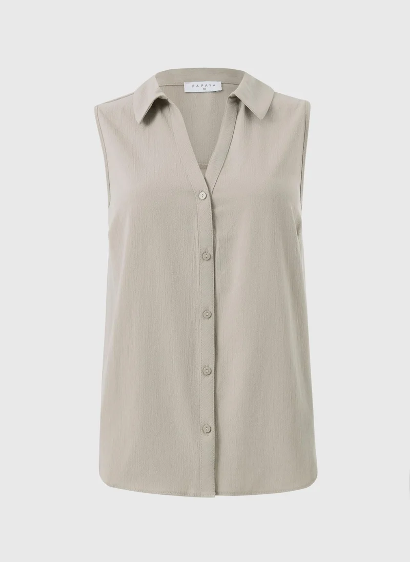 Matalan Beige Taupe Sleeveless Clipper Blouse for Women | Best Price UAE